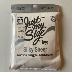 Vintage 1997 L'eggs Just My Size Pantyhose 3x off white silky Sheer New‎ 82301